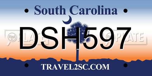 DSH597 South Carolina License Plate