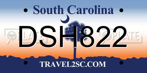 DSH822 South Carolina License Plate