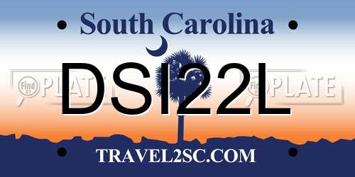 DSI22L South Carolina License Plate