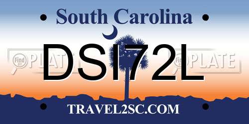 DSI72L South Carolina License Plate