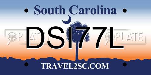 DSI77L South Carolina License Plate