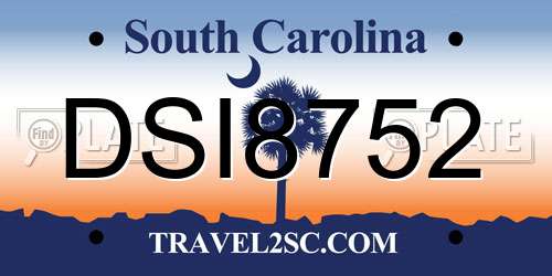 DSI8752 South Carolina License Plate