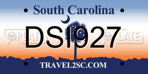 DSI927 South Carolina License Plate
