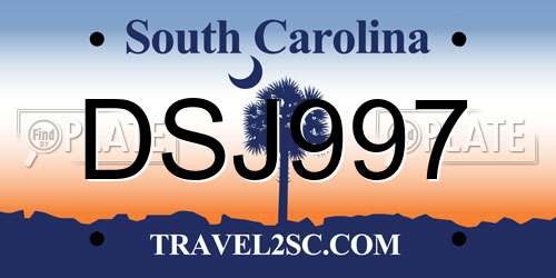 DSJ997 South Carolina License Plate