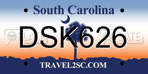 DSK626 South Carolina License Plate