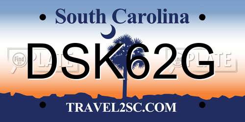 DSK62G South Carolina License Plate