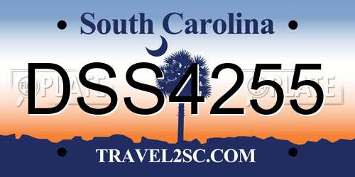 DSS4255 South Carolina License Plate