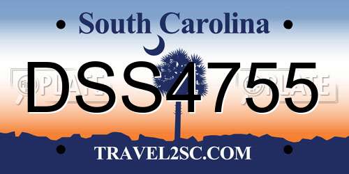 DSS4755 South Carolina License Plate