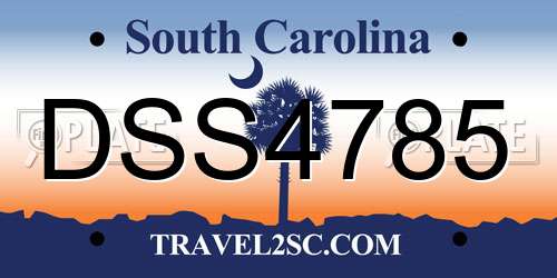 DSS4785 South Carolina License Plate