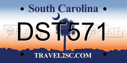 DST571 South Carolina License Plate