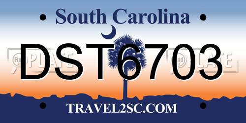 DST6703 South Carolina License Plate