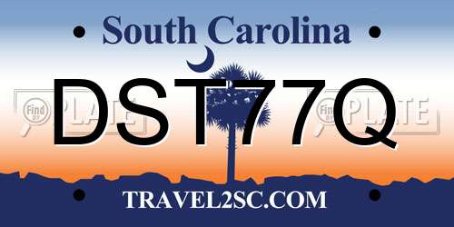 DST77Q South Carolina License Plate