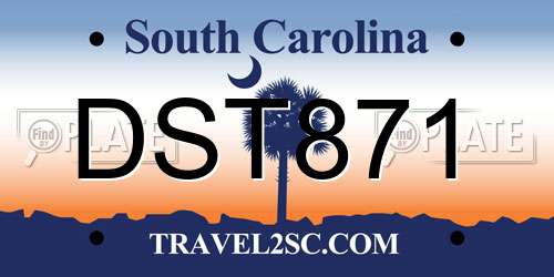 DST871 South Carolina License Plate
