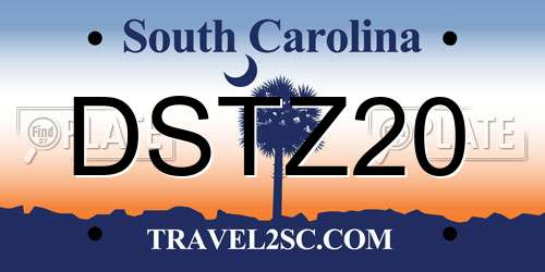 DSTZ20 South Carolina License Plate