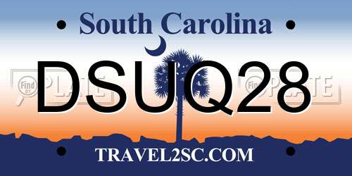 DSUQ28 South Carolina License Plate