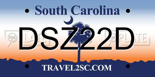 DSZ22D South Carolina License Plate