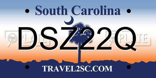DSZ22Q South Carolina License Plate