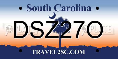 DSZ27O South Carolina License Plate