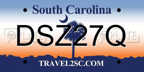 DSZ27Q South Carolina License Plate
