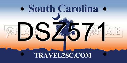DSZ571 South Carolina License Plate