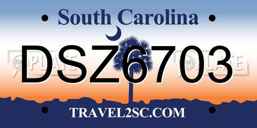 DSZ6703 South Carolina License Plate