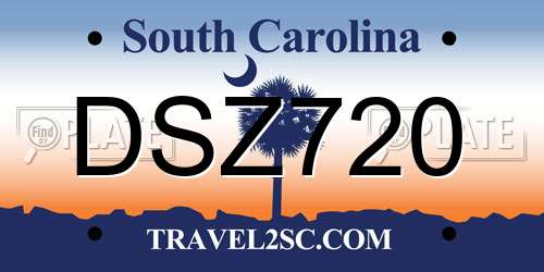 DSZ720 South Carolina License Plate