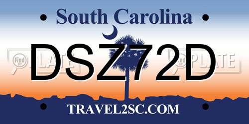 DSZ72D South Carolina License Plate