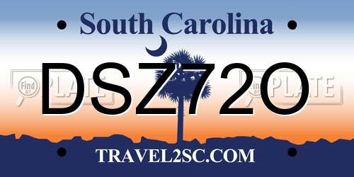 DSZ72O South Carolina License Plate