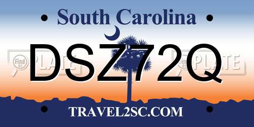 DSZ72Q South Carolina License Plate