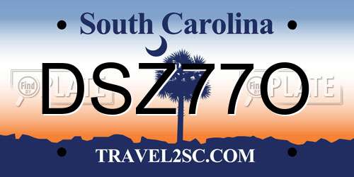 DSZ77O South Carolina License Plate