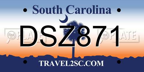 DSZ871 South Carolina License Plate