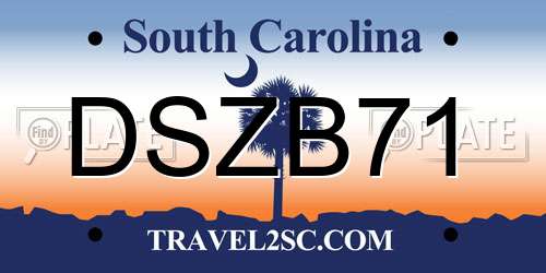 DSZB71 South Carolina License Plate