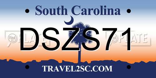 DSZS71 South Carolina License Plate