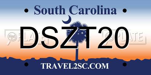 DSZT20 South Carolina License Plate