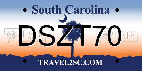DSZT70 South Carolina License Plate