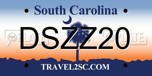 DSZZ20 South Carolina License Plate