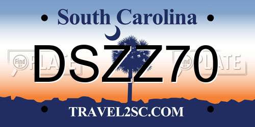 DSZZ70 South Carolina License Plate