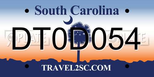 DT0D054 South Carolina License Plate