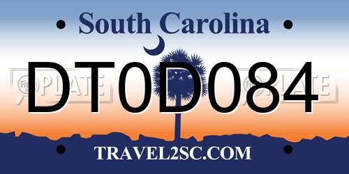 DT0D084 South Carolina License Plate
