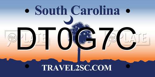 DT0G7C South Carolina License Plate