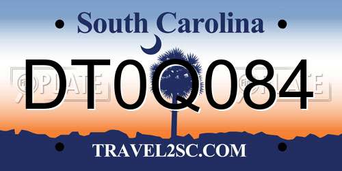DT0Q084 South Carolina License Plate