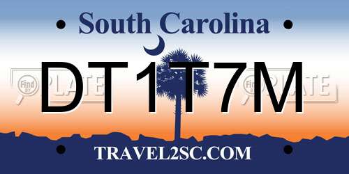 DT1T7M South Carolina License Plate