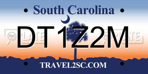 DT1Z2M South Carolina License Plate