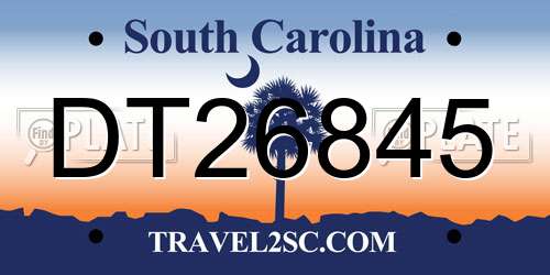 DT26845 South Carolina License Plate