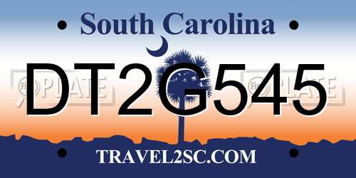 DT2G545 South Carolina License Plate