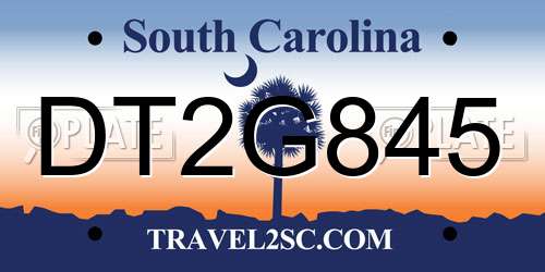 DT2G845 South Carolina License Plate
