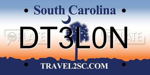 DT3L0N South Carolina License Plate