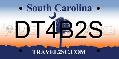 DT4B2S South Carolina License Plate
