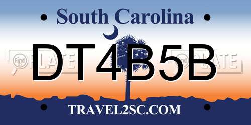 DT4B5B South Carolina License Plate