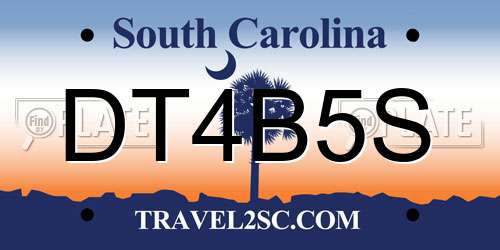DT4B5S South Carolina License Plate